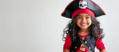 Young Girl Wearing A Pirate Costume Smiling