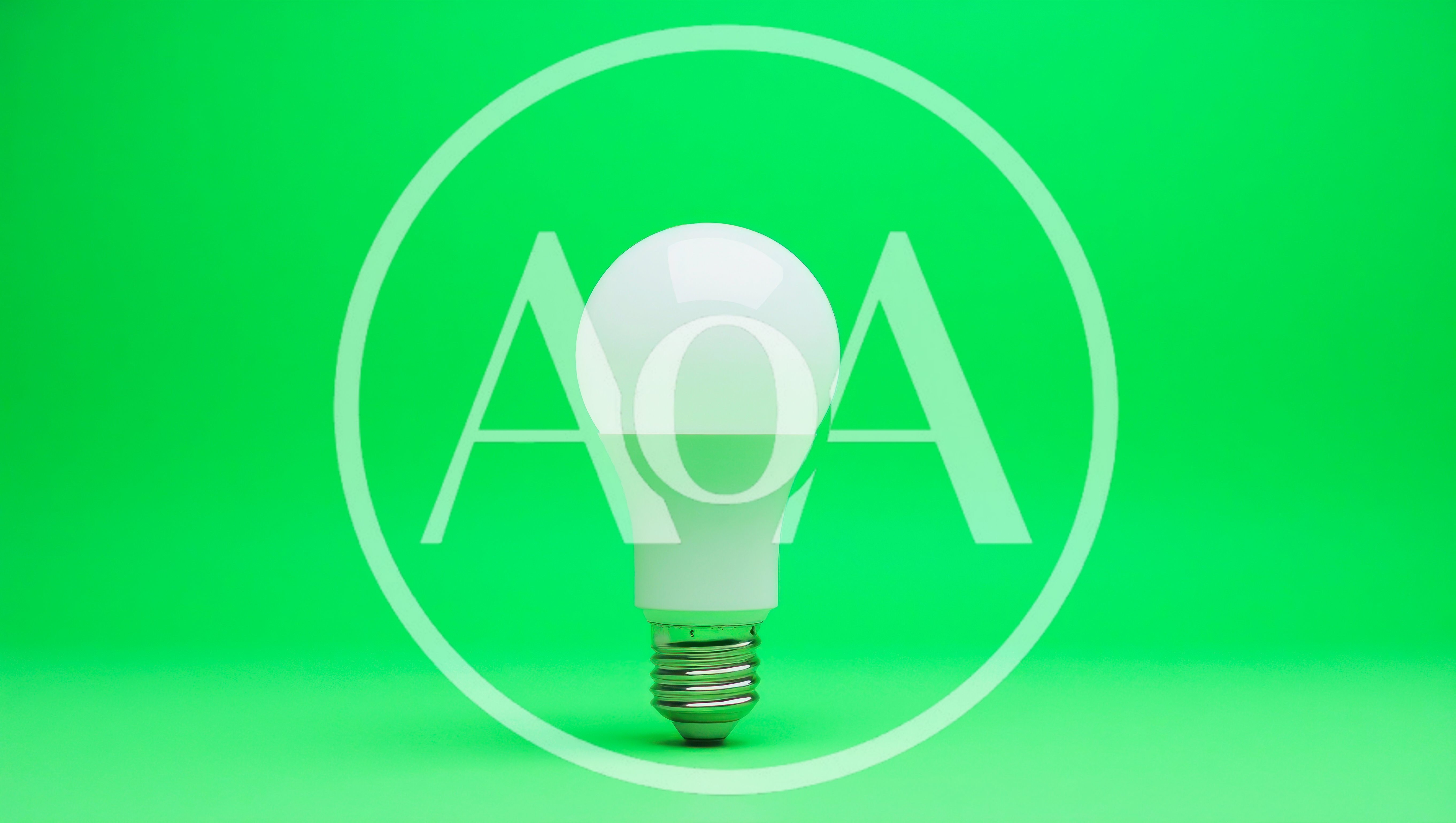 White LED Light Bulb On Green Background