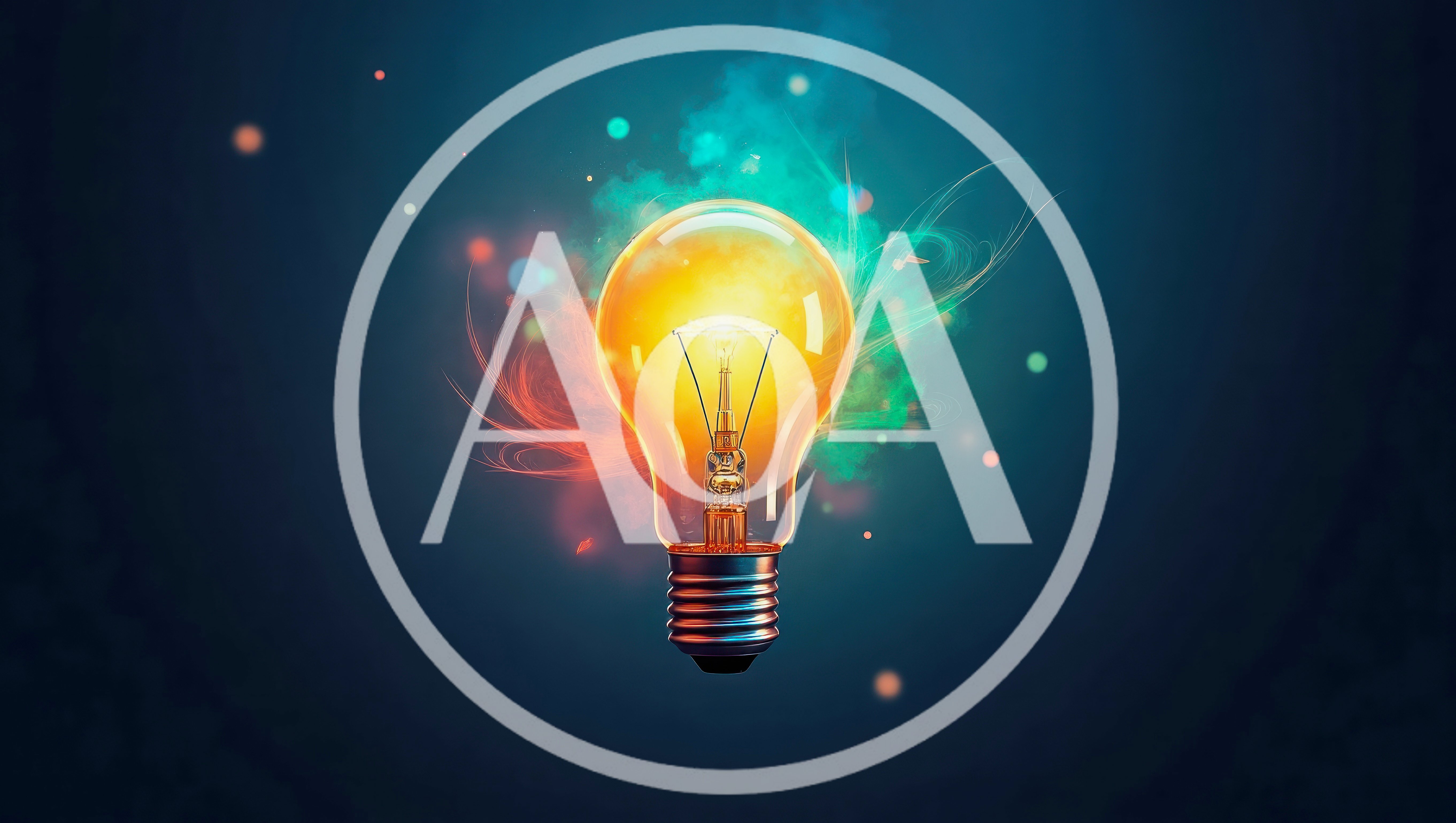 Glowing Light Bulb With Abstract Colorful Energy Trails