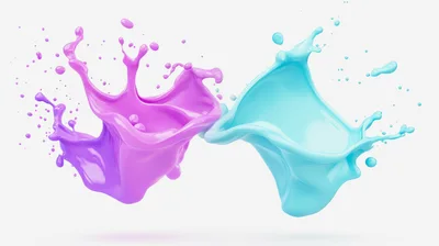 Pink and Blue Liquid Paint Splashes