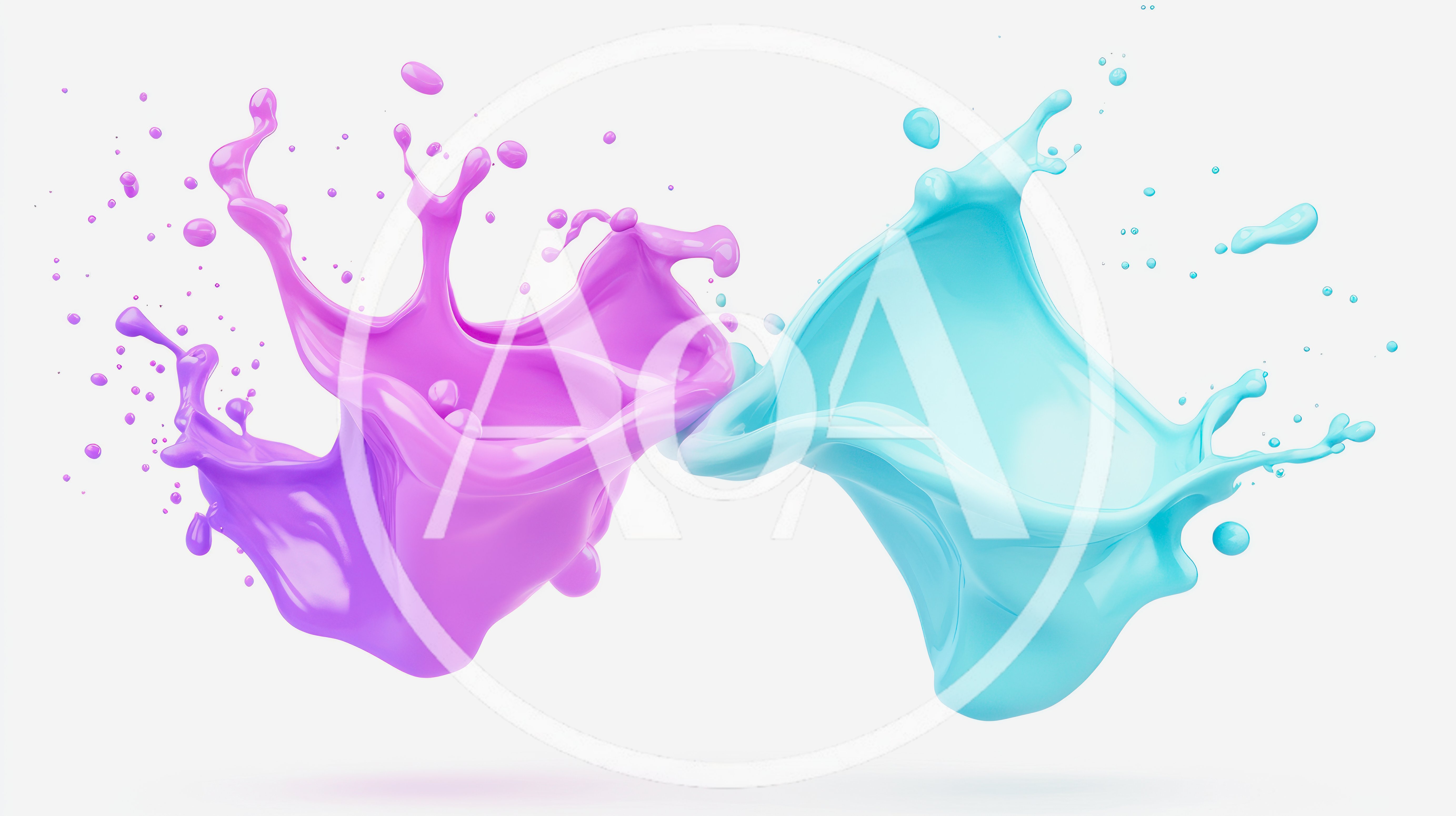Pink and Blue Liquid Paint Splashes