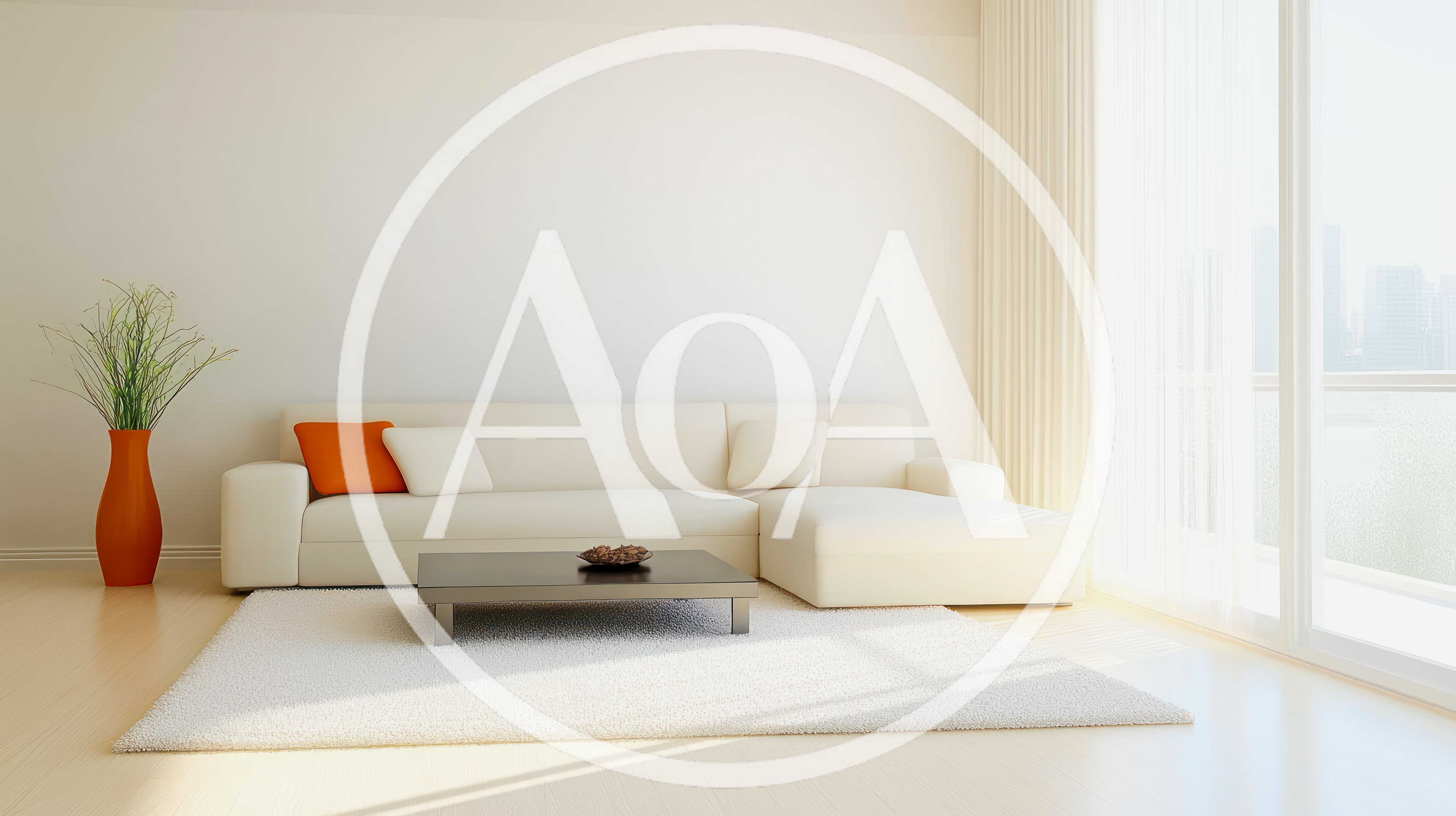 Modern Living Room Interior With White Sectional Sofa
