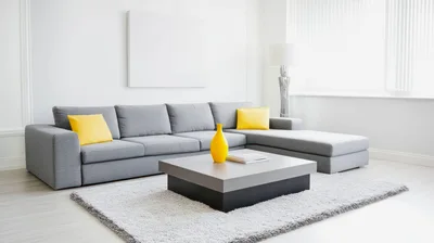 Modern Living Room With Grey Sectional Sofa