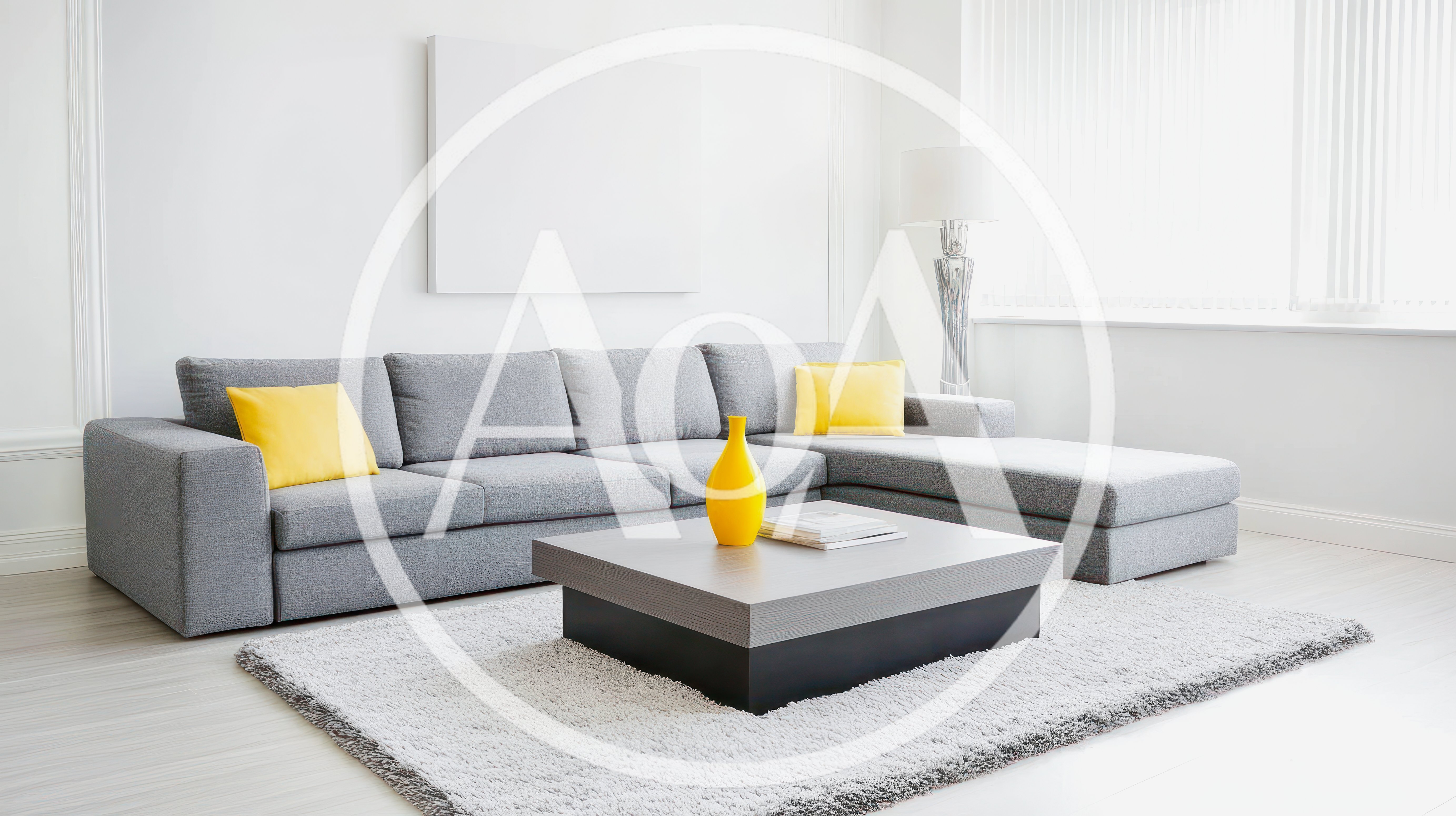 Modern Living Room With Grey Sectional Sofa