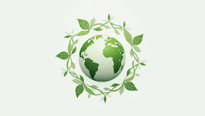 Green Earth Globe Surrounded By A Leafy Vine Wreath