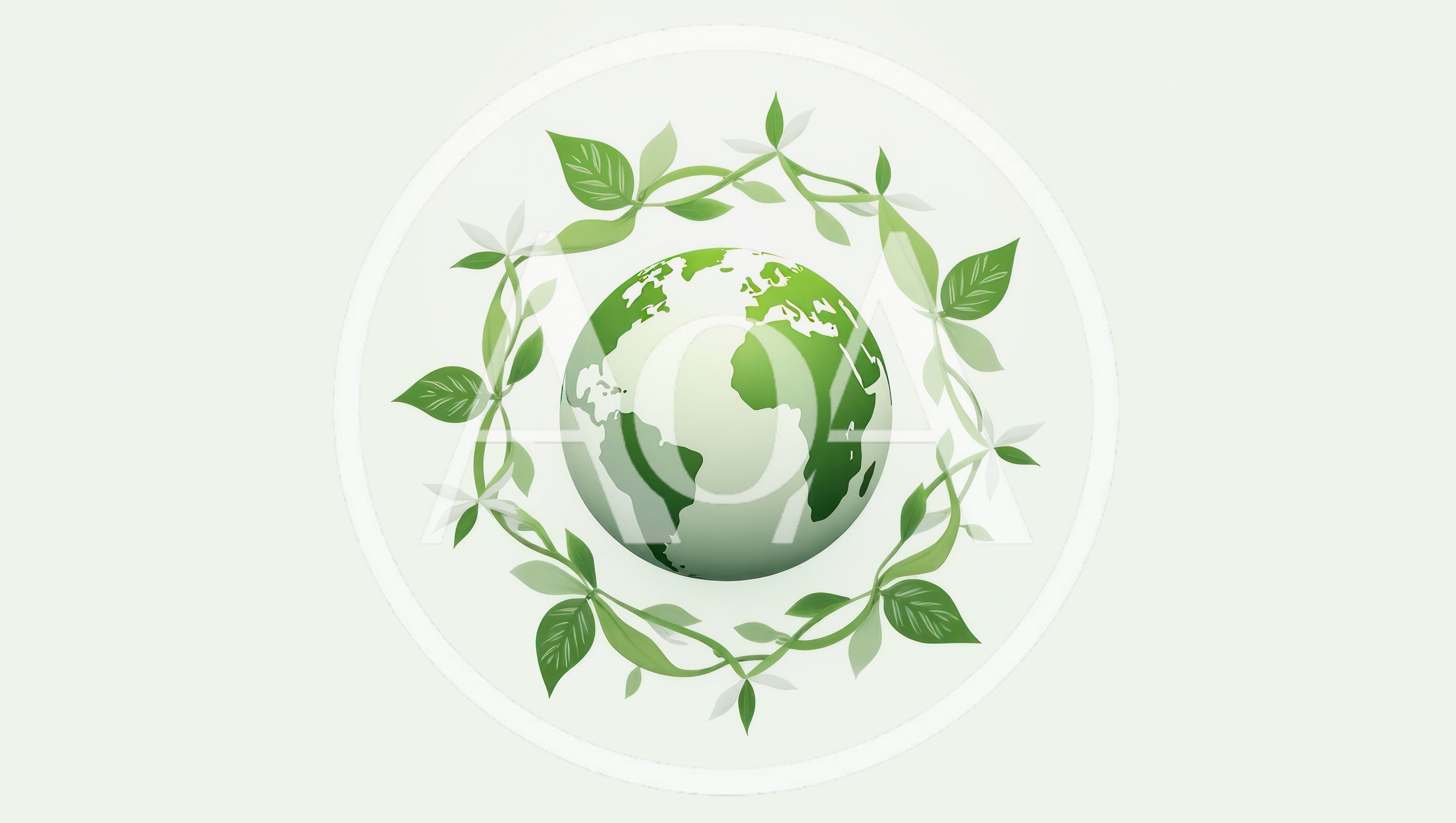 Green Earth Globe Surrounded By A Leafy Vine Wreath