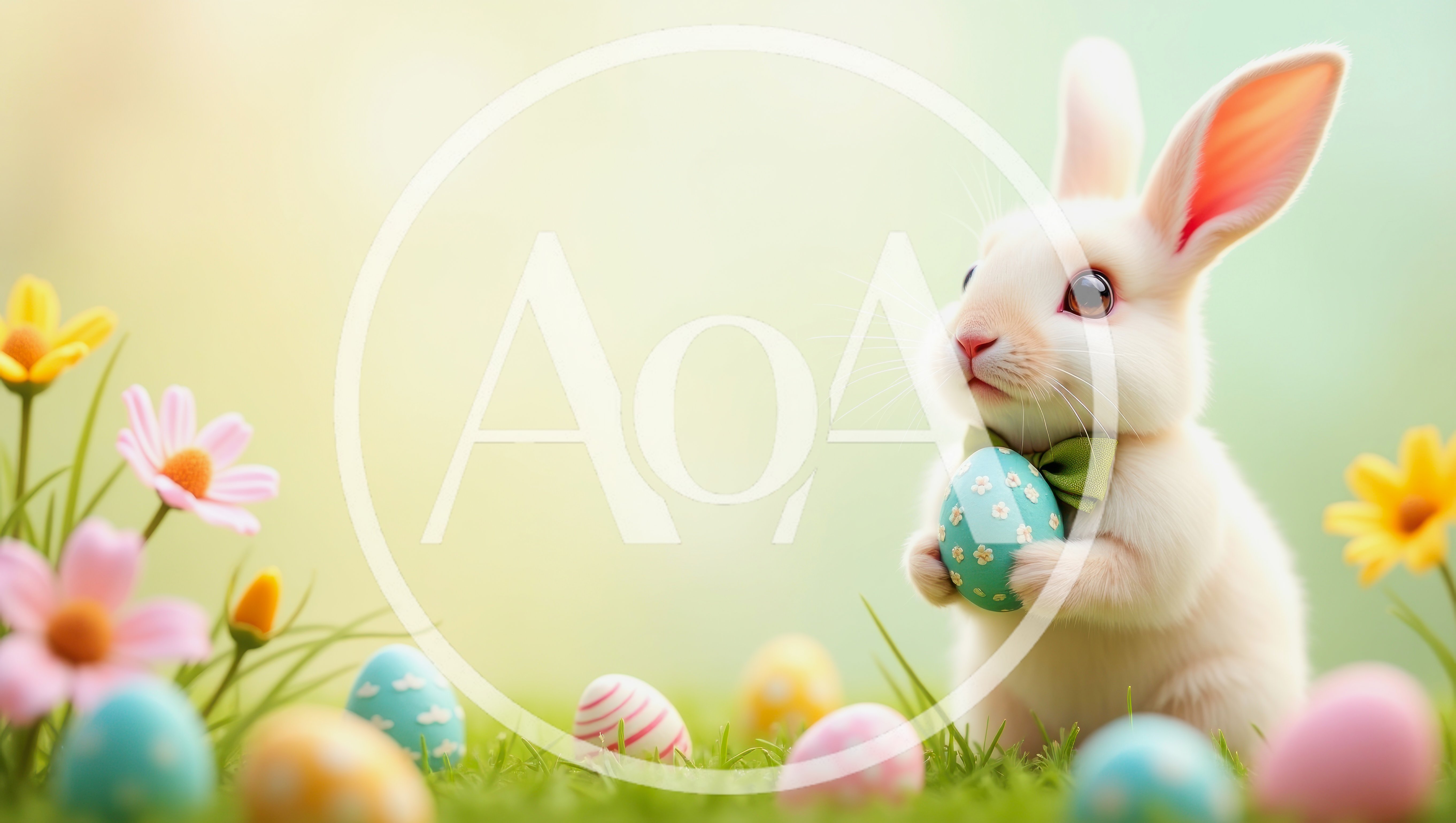 Cute Easter Bunny Holding A Decorated Egg