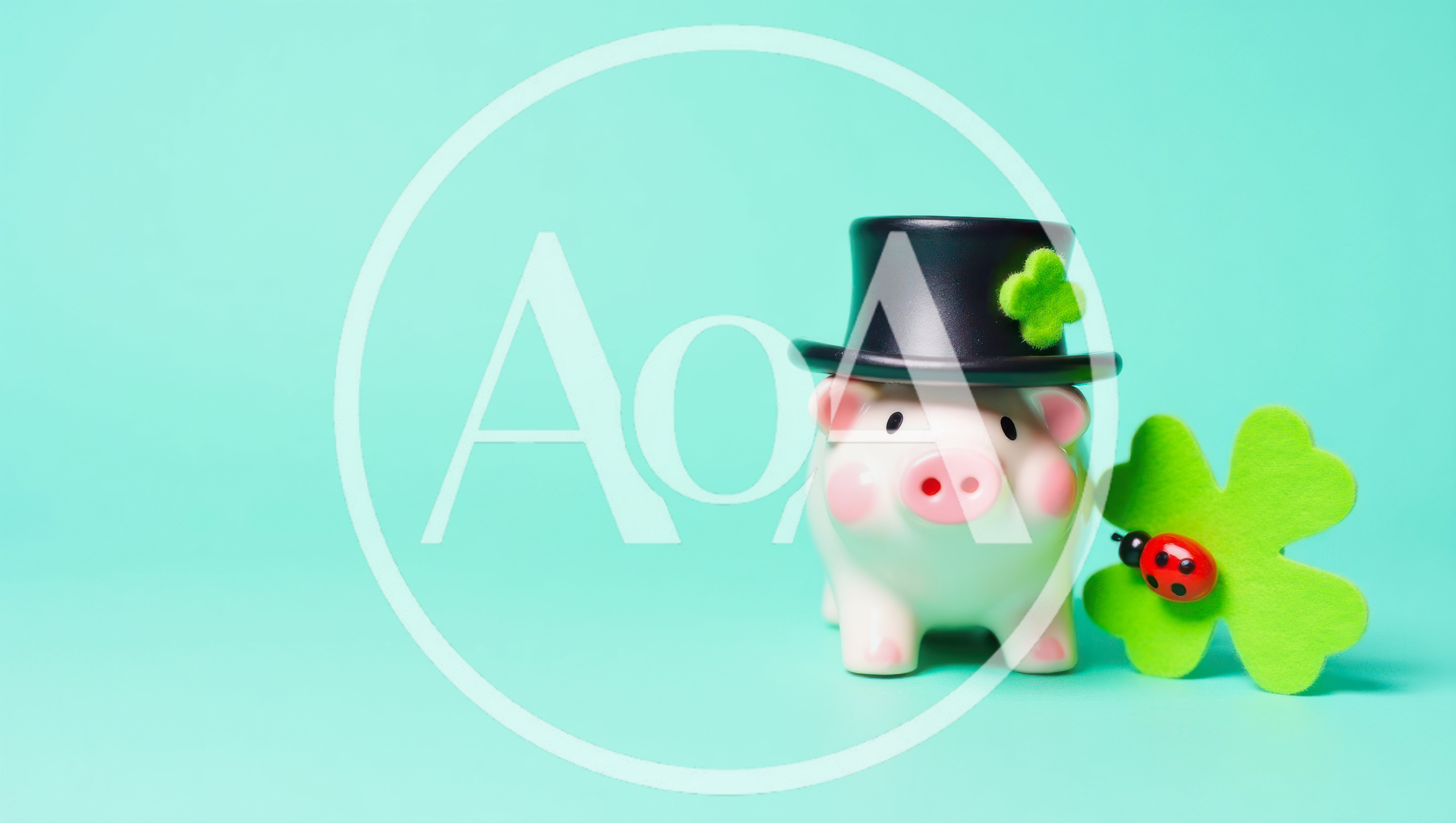 Piggy Bank Wearing A Leprechaun Hat With Clover