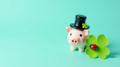 Piggy Bank With Top Hat And Clover