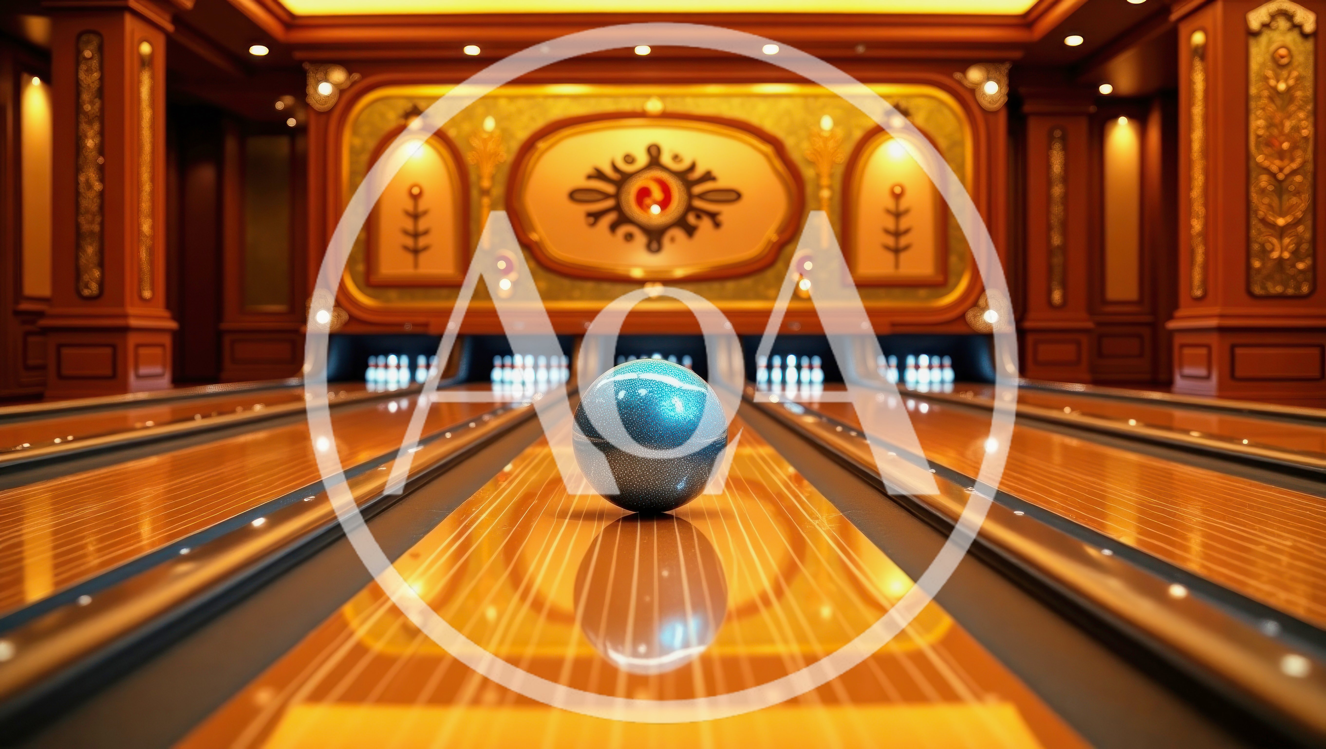 Blue Bowling Ball On A Luxury Wooden Lane