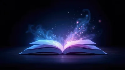 Open Magical Book With Glowing Ethereal Light
