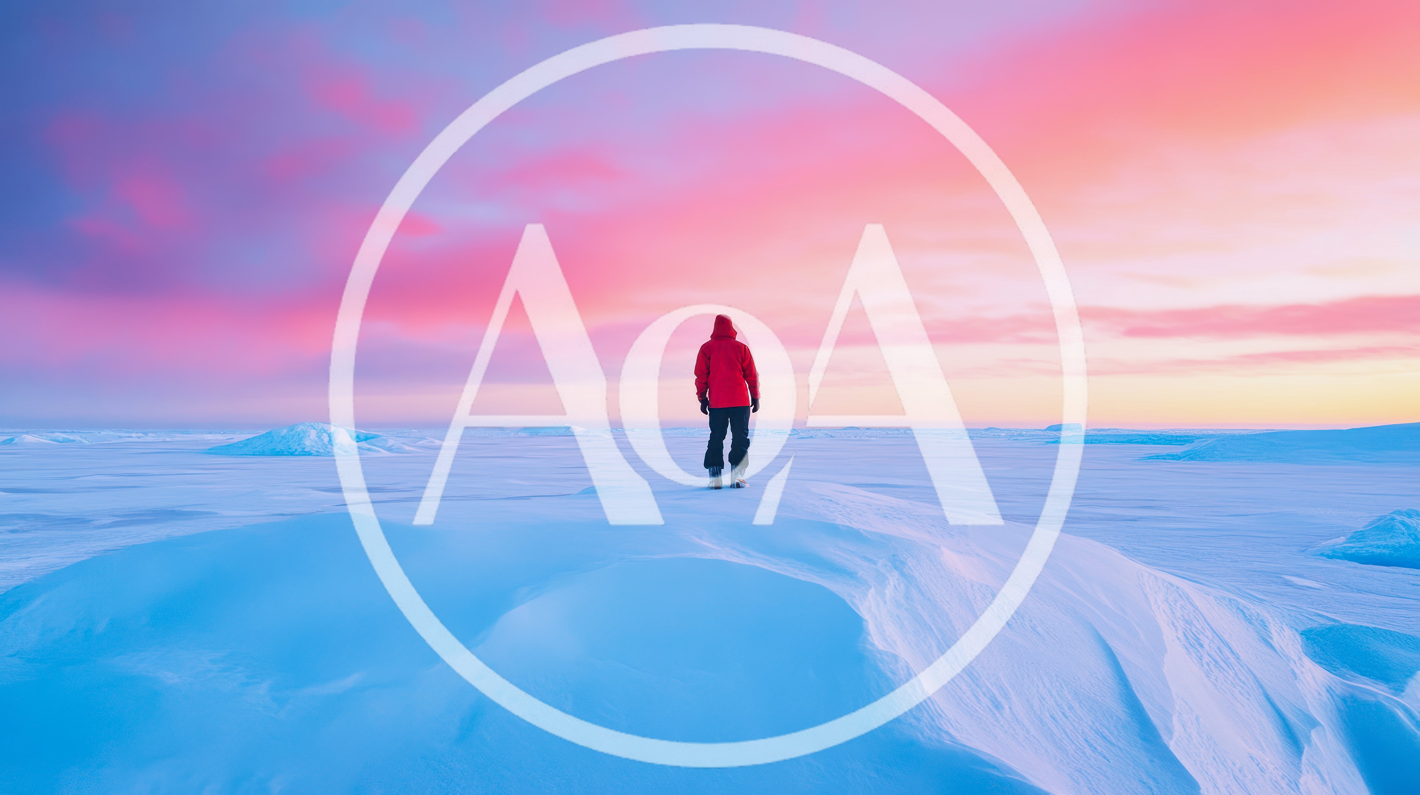 Lone Explorer Standing On Vast Arctic Ice Field