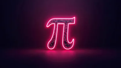 Glowing Neon Pi Symbol With Geometric Mesh Texture