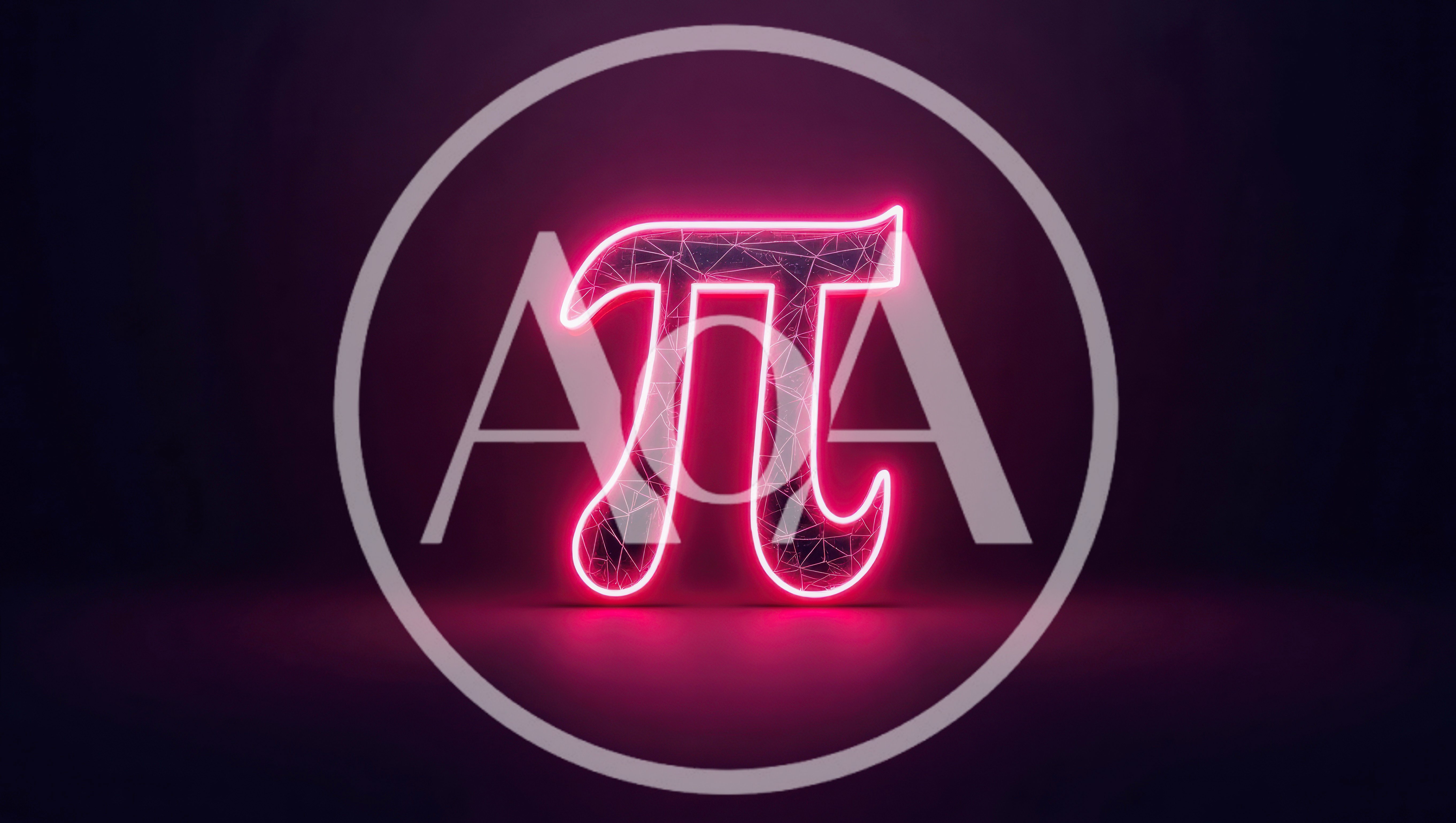 Glowing Neon Pi Symbol With Geometric Mesh Texture