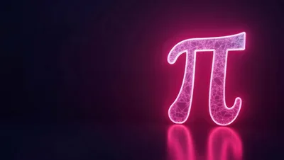 Glowing Neon Pi Symbol With Geometric Mesh