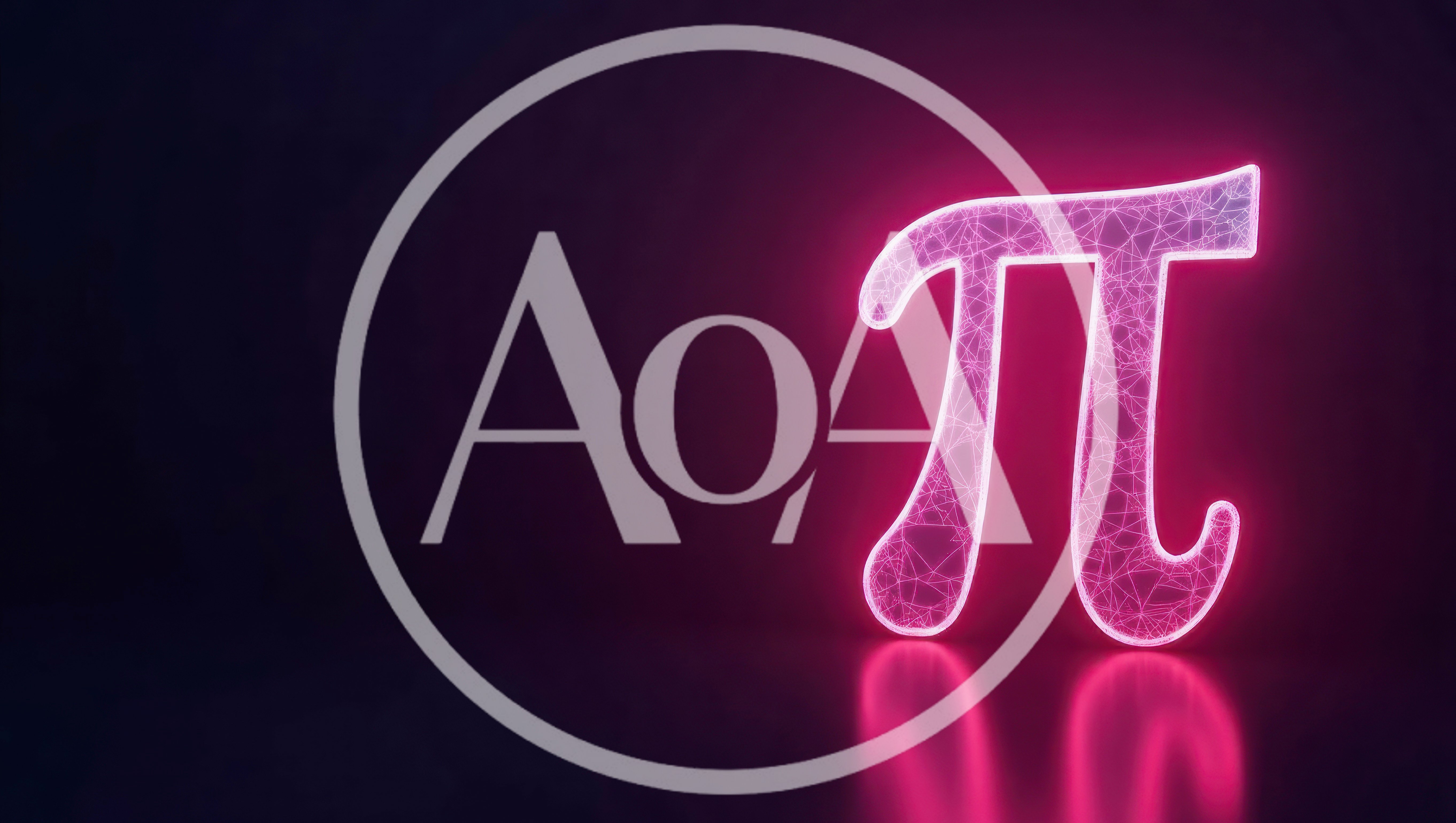 Glowing Neon Pi Symbol With Geometric Mesh