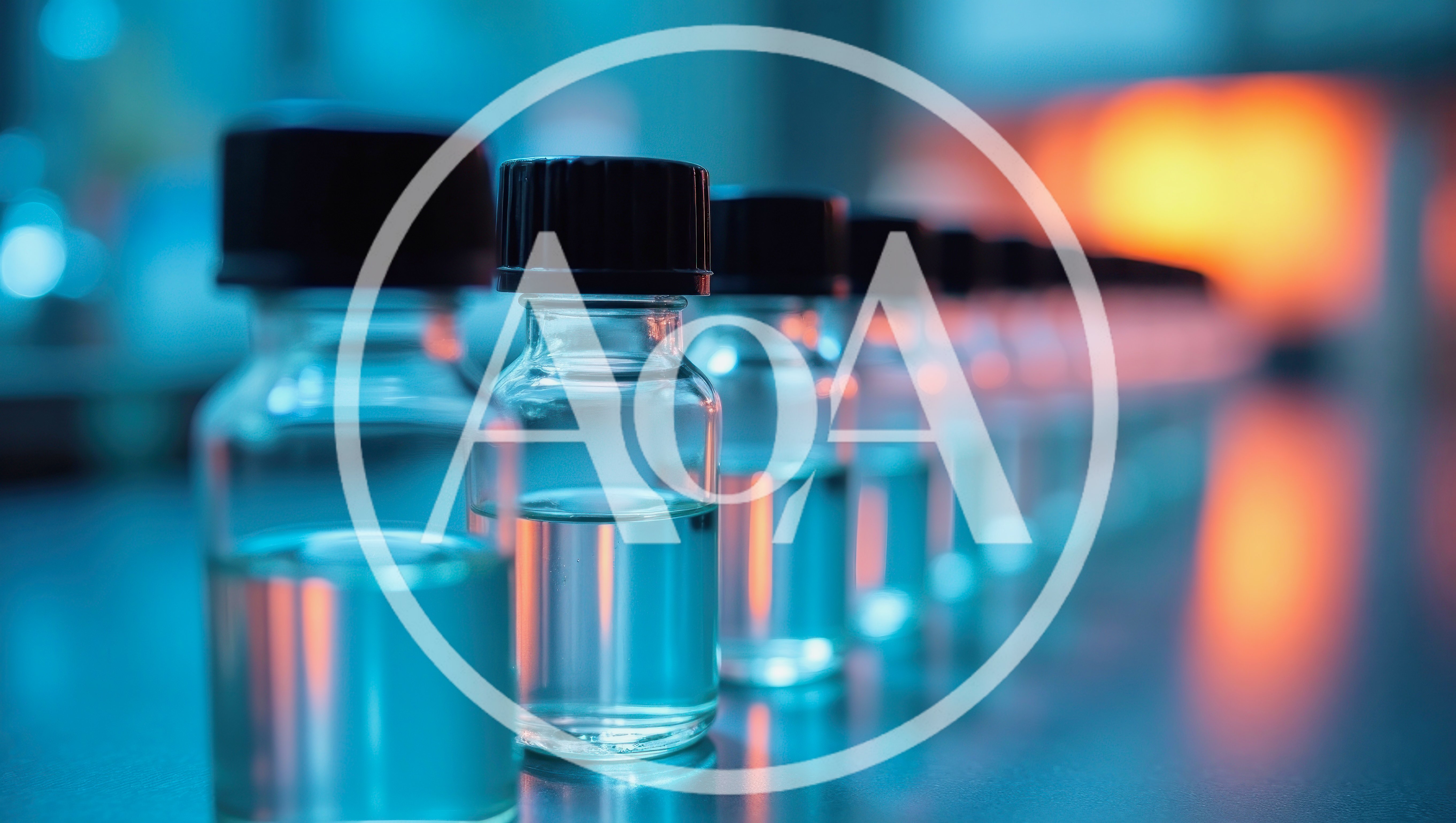 Laboratory Glass Vials Lined Up In A Row