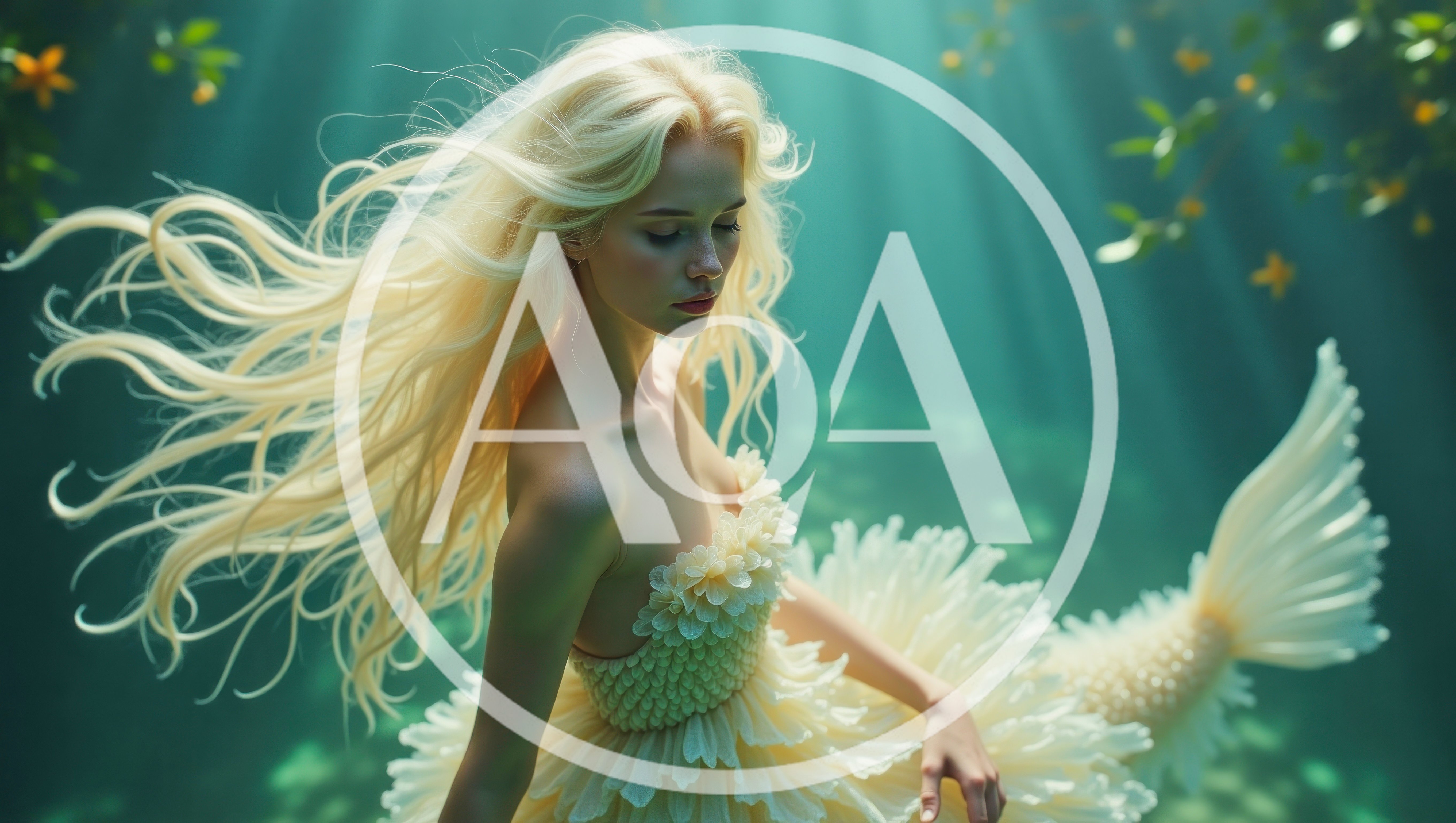 Ethereal Blonde Mermaid Swimming Underwater In Sunlit Waters