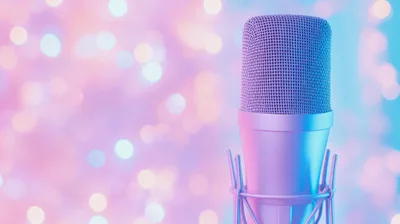 Studio Condenser Microphone Against Soft Bokeh Background