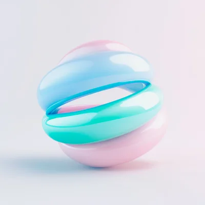 Abstract 3D Rendered Glossy Interlocking Rings
