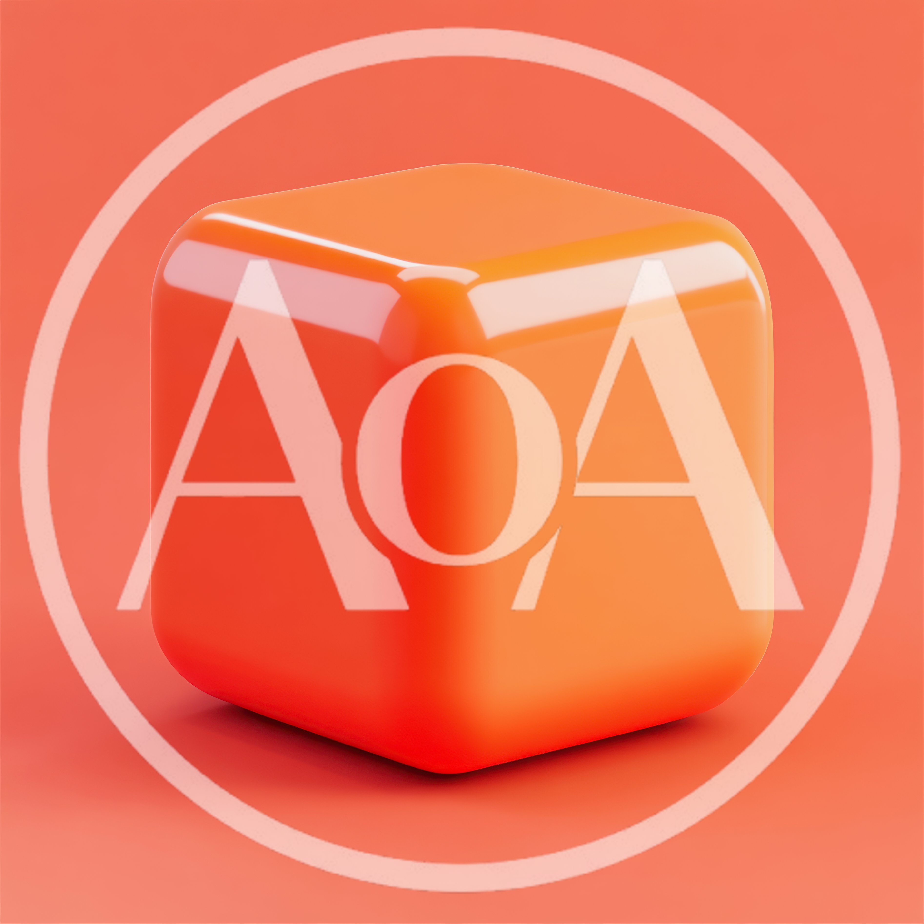 Glossy Orange Rounded Cube On Solid Background
