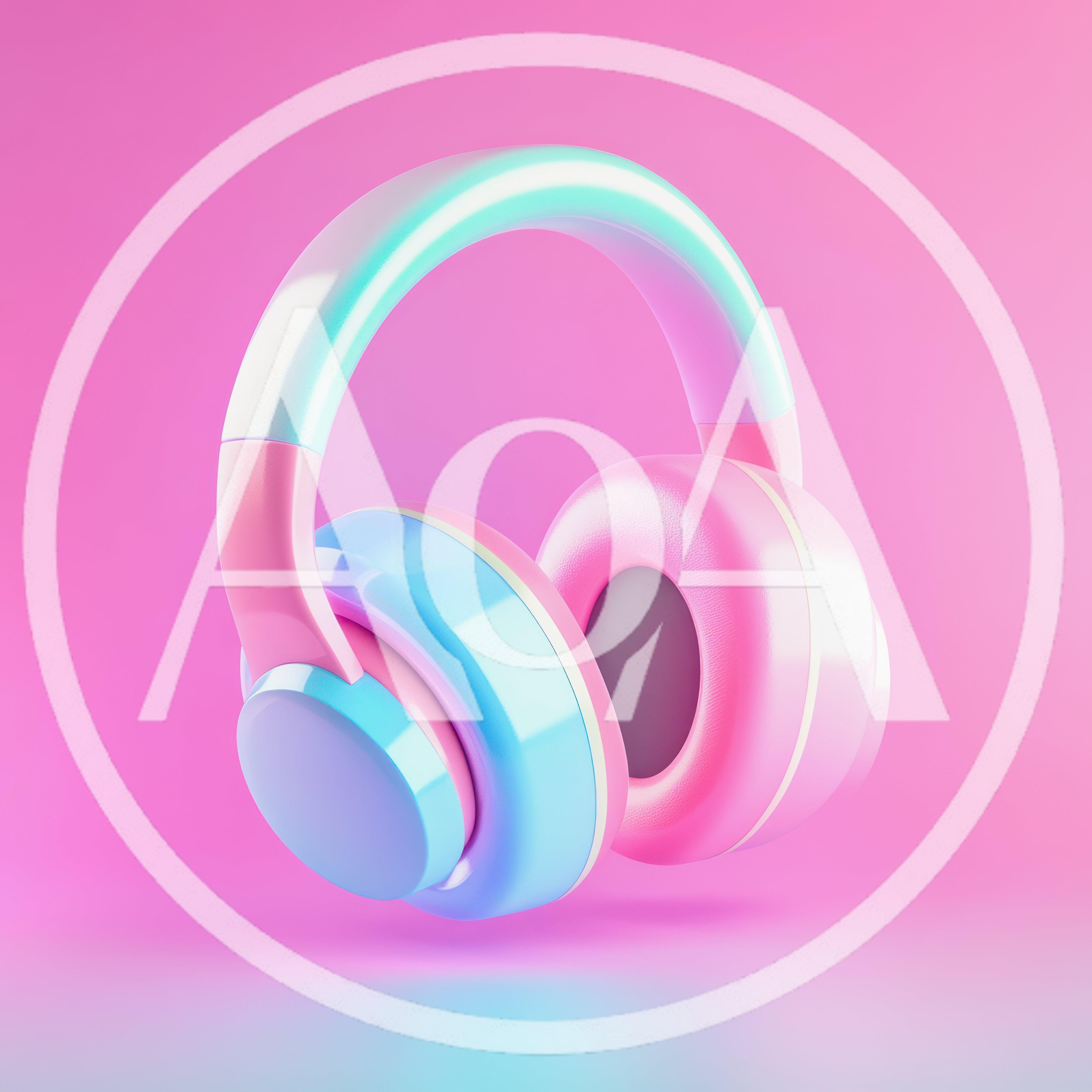 Pastel Colored Wireless Headphones Floating On Pink Background