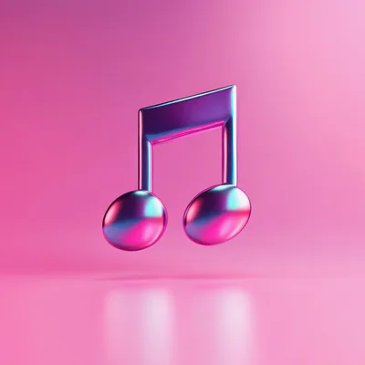 3D Rendered Metallic Music Note Symbol