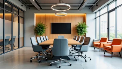 Modern Corporate Conference Room With Meeting Table