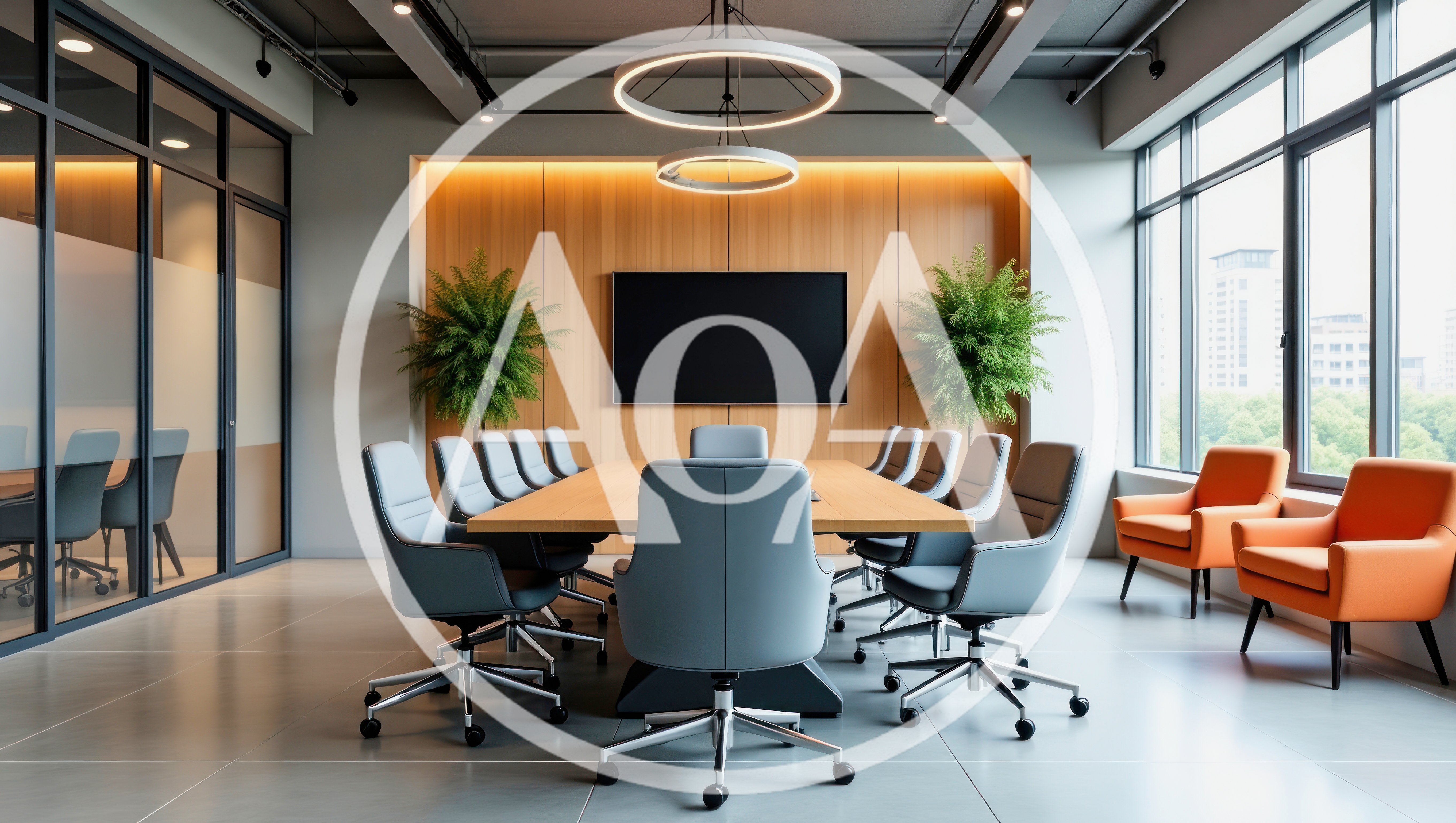 Modern Corporate Conference Room With Meeting Table