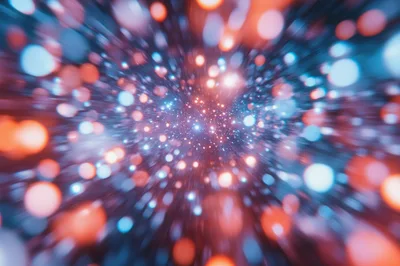 Abstract Motion Blur With Glowing Blue And Orange Particles