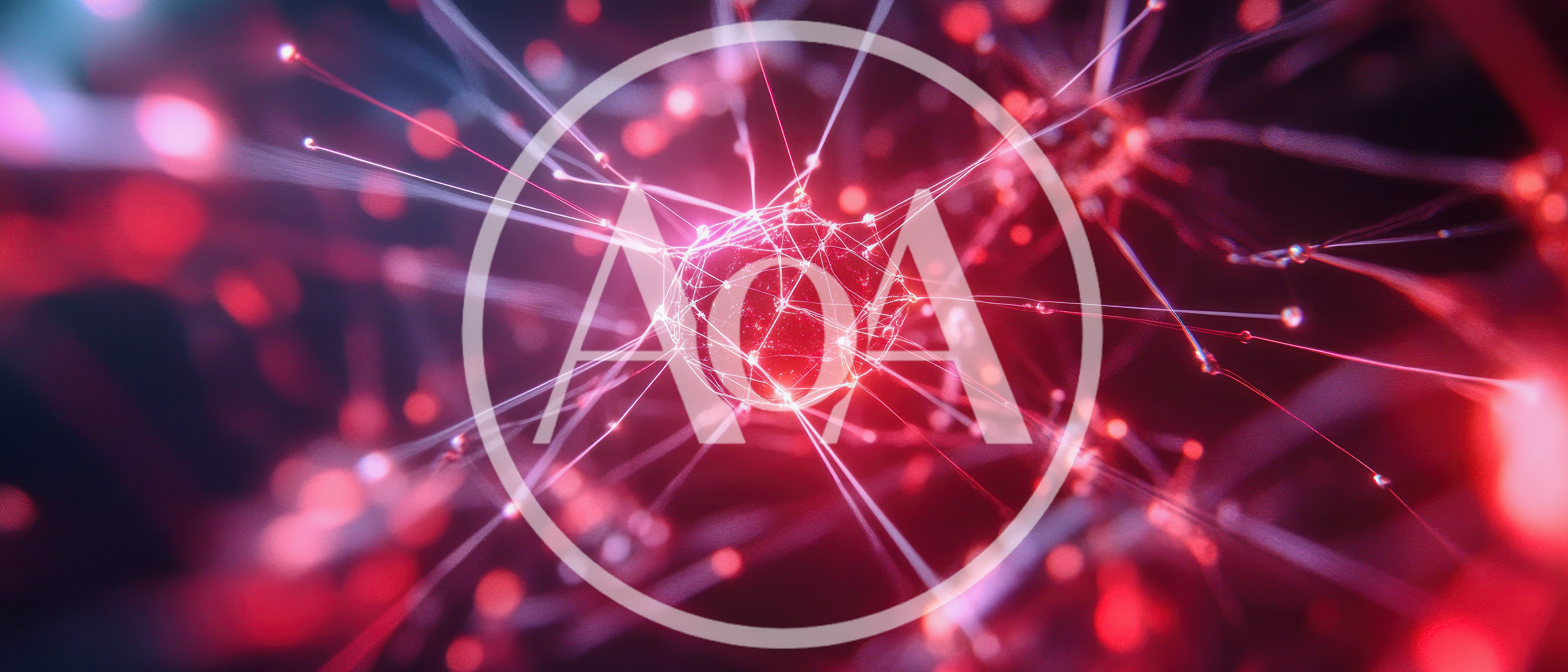 Abstract Neural Network Connection In Red Light