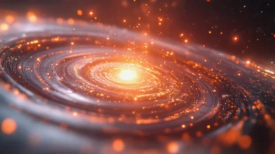 Abstract Glowing Golden Spiral Galaxy Animation