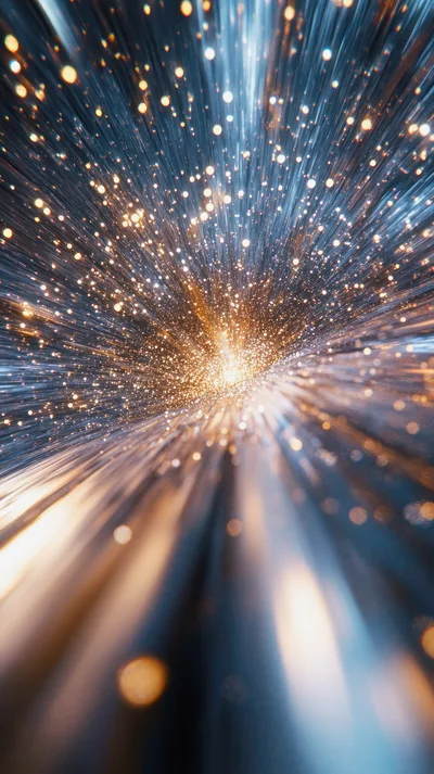 Abstract Motion Blur With Glowing Golden Particles