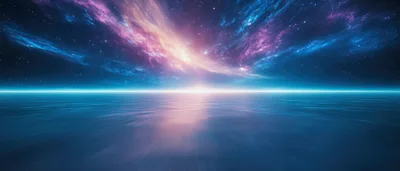 Abstract Cosmic Horizon With Glowing Nebula Clouds