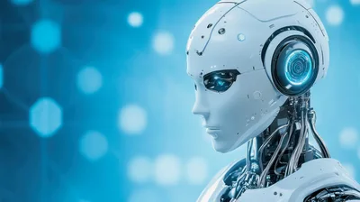 Futuristic Android Robot Head Profile View