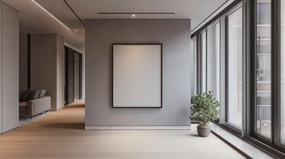 Modern Minimalist Interior With Blank Wall Frame
