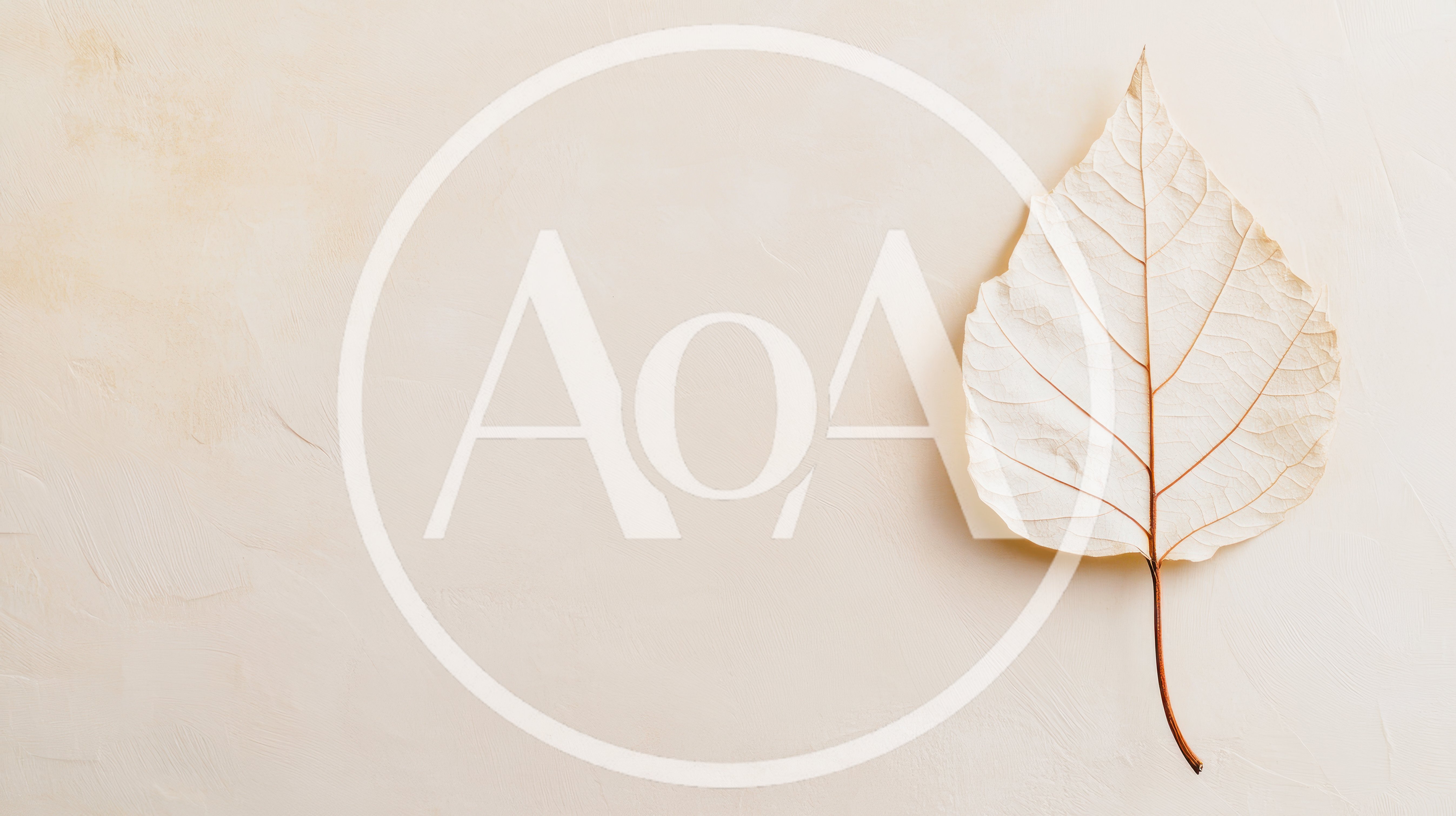 Single Dried Leaf on Minimalist Beige Background