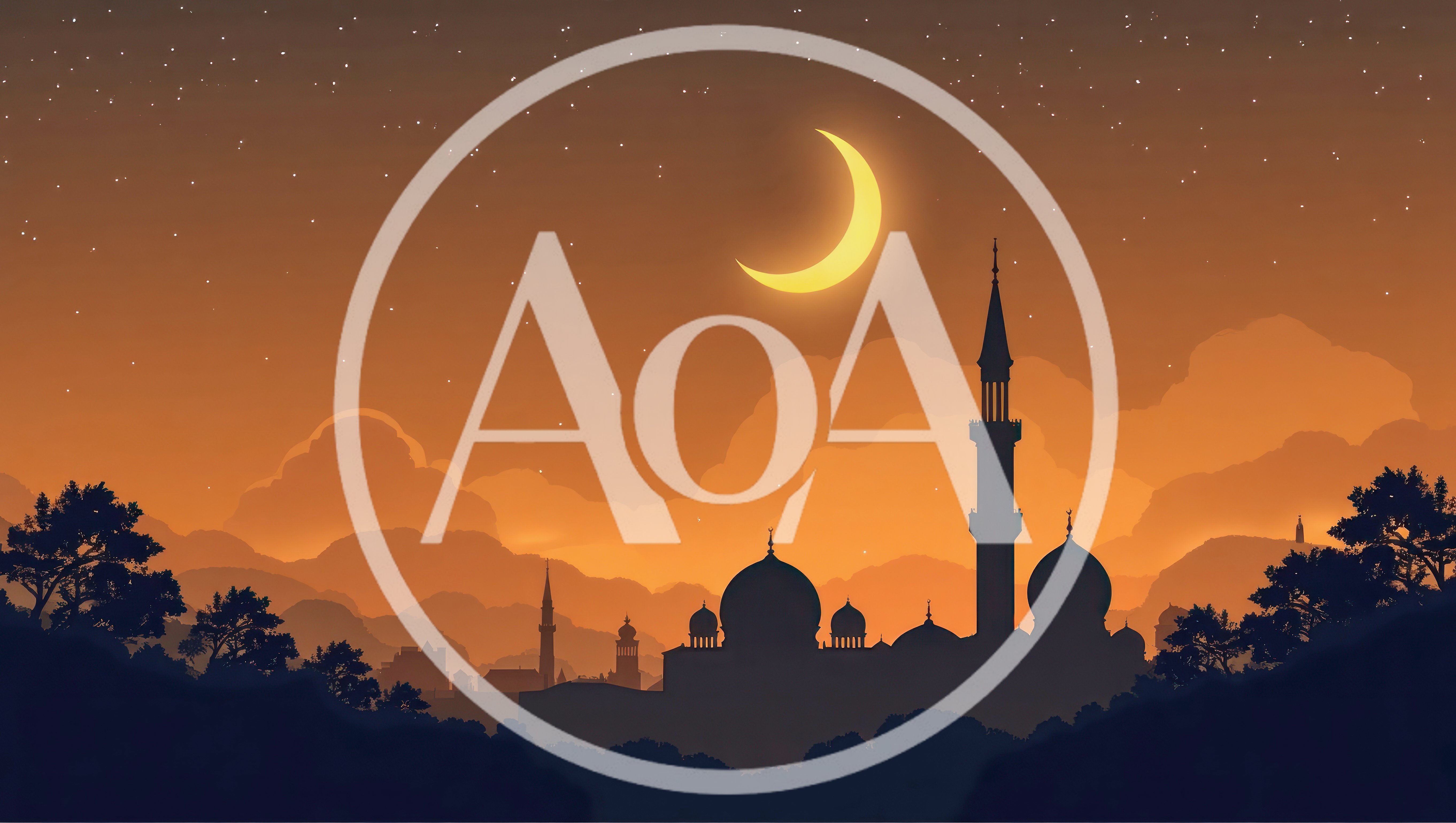 Silhouette Of A Mosque Under A Crescent Moon