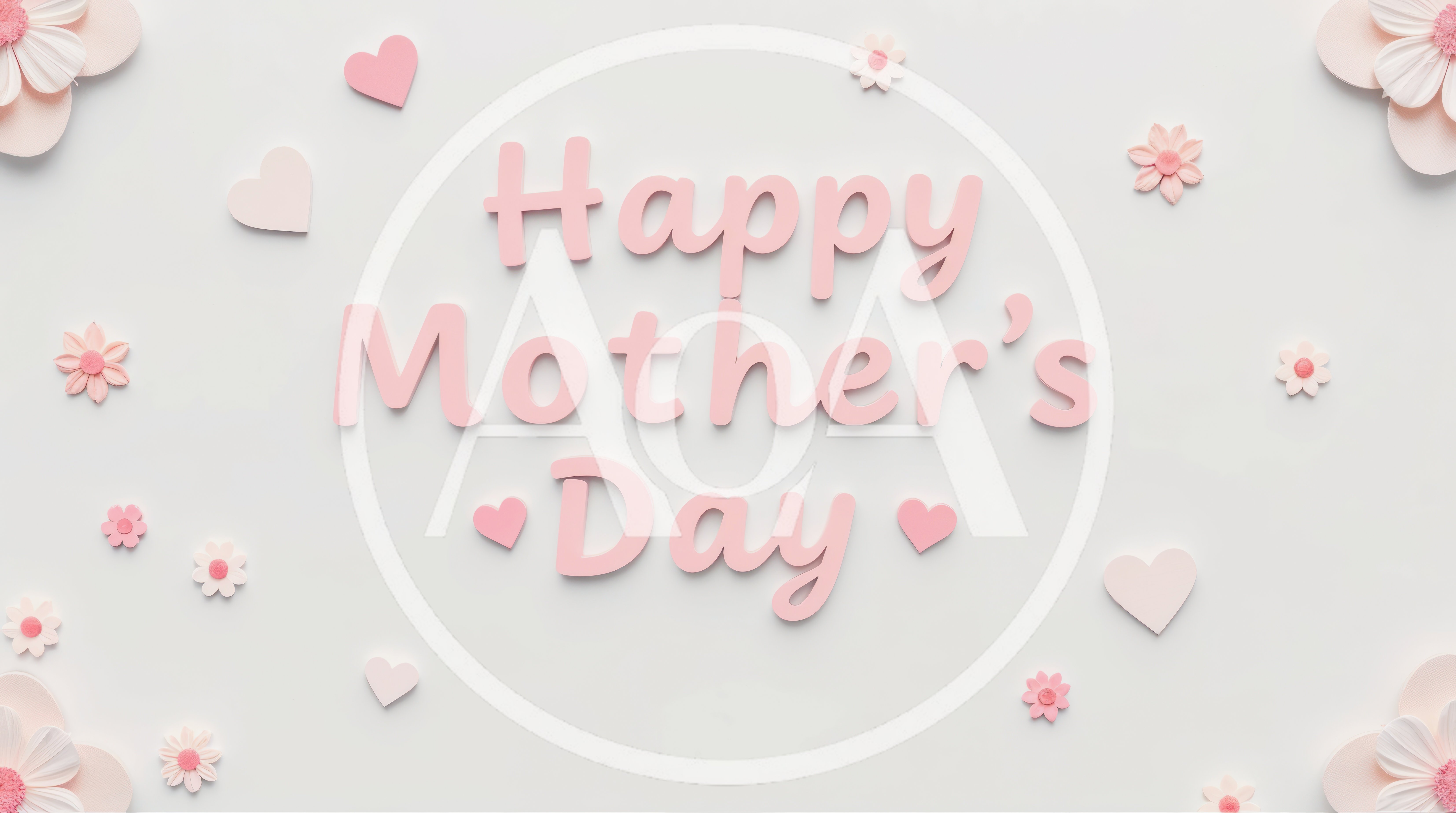 Happy Mother's Day Greeting Card With Pink Flowers