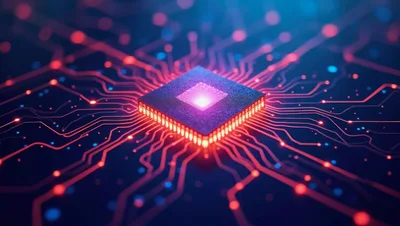 Central Processing Unit With Glowing Digital Circuitry