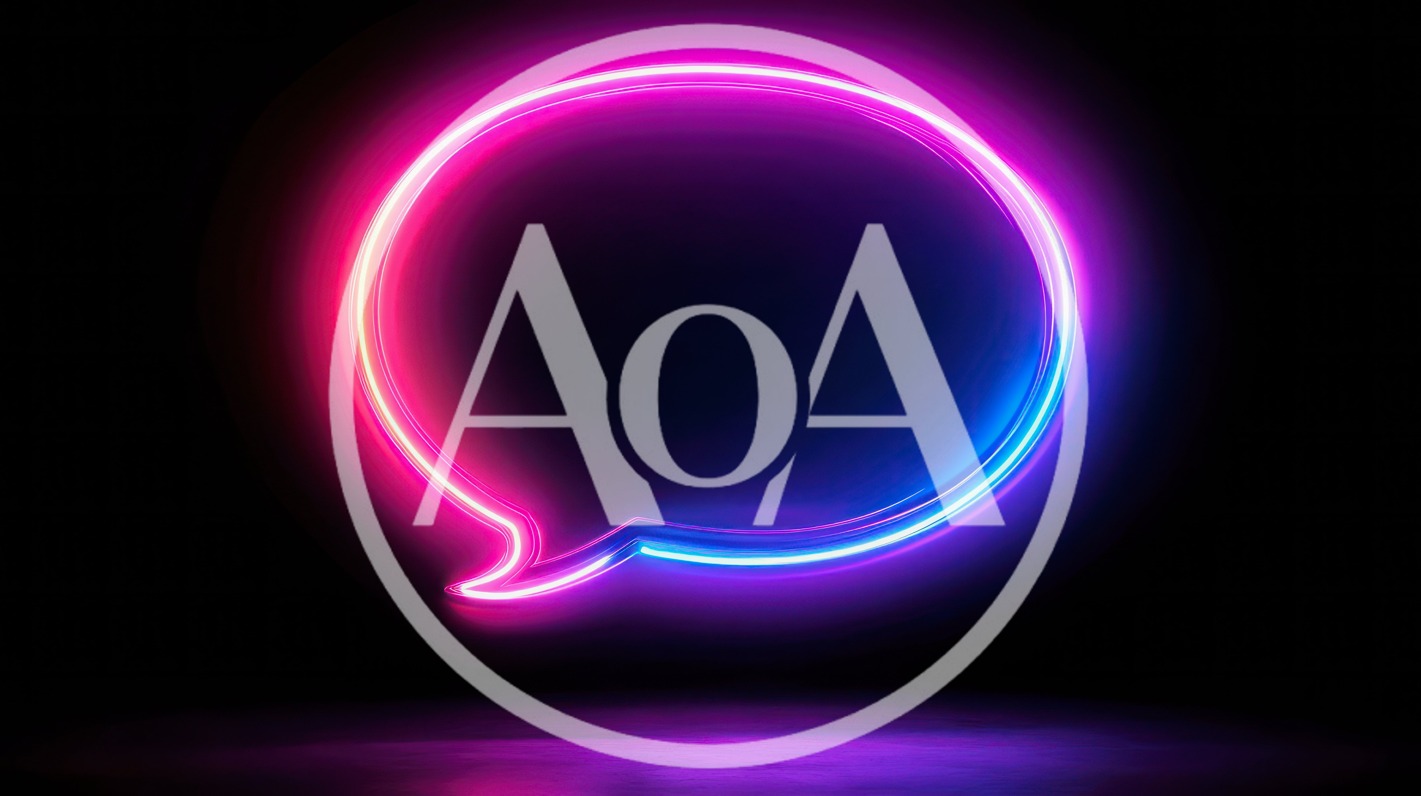 Neon Glowing Speech Bubble Sign On Dark Background