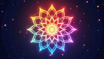 Glowing Neon Mandala Flower Animation