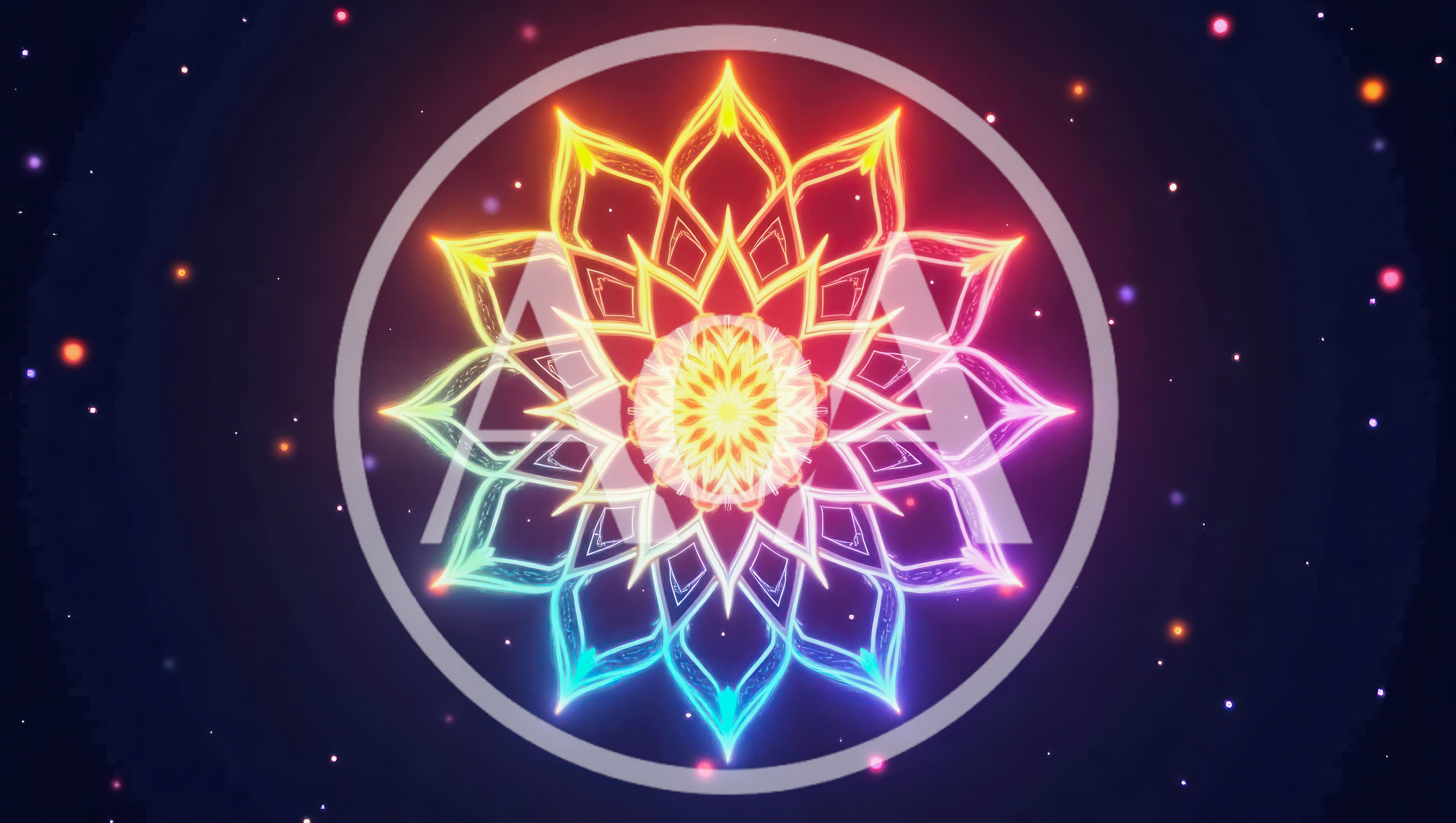 Glowing Neon Mandala Flower Animation