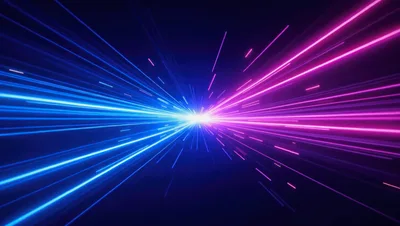 Abstract Neon Light Streaks In Hyperspace Tunnel