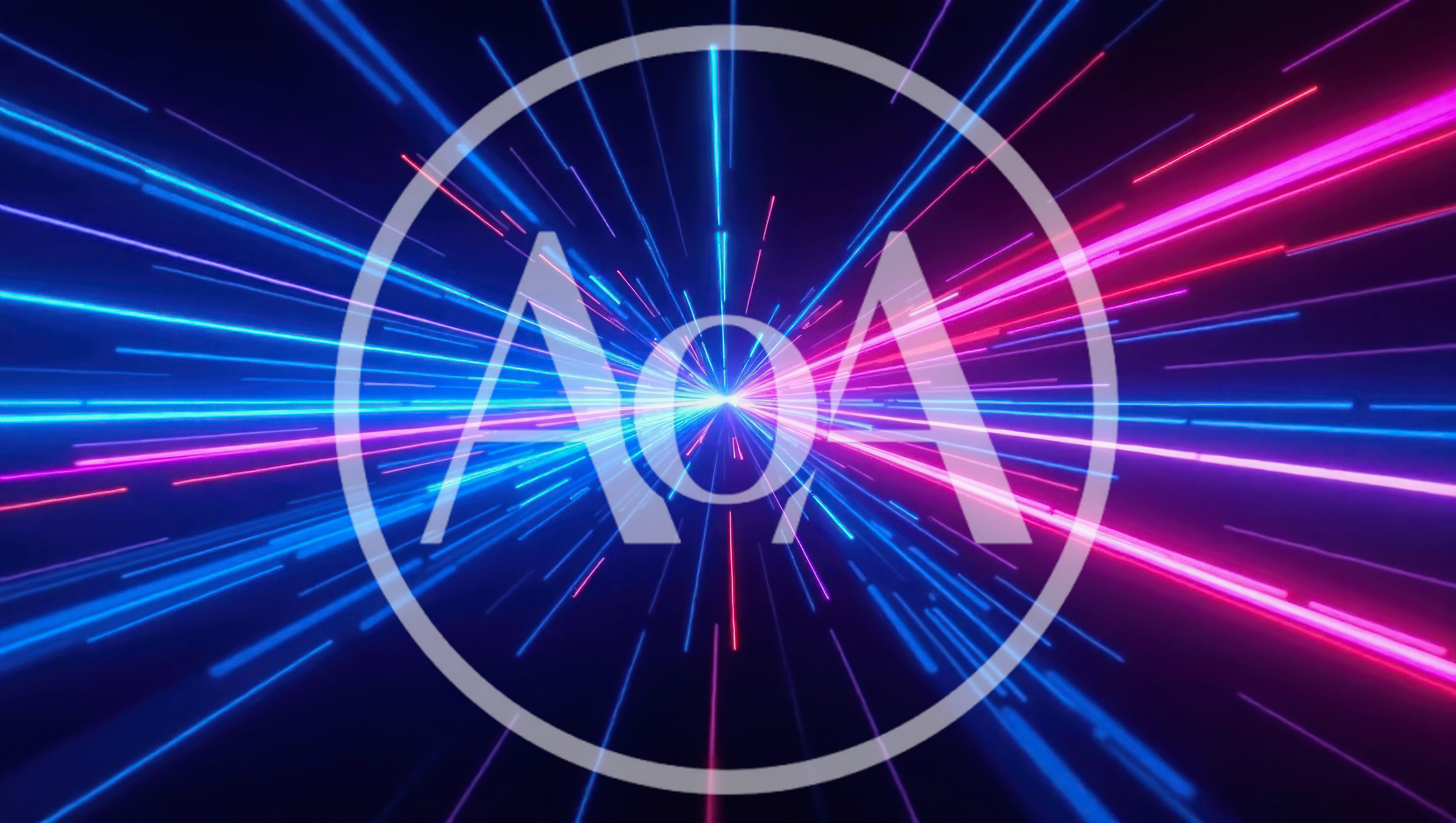 Abstract Neon Light Streaks In Hyperspace Tunnel
