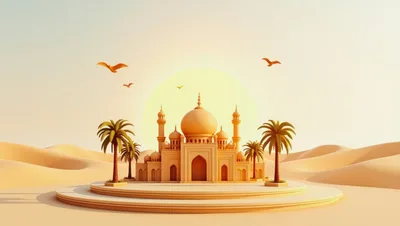 3D Render of a Mosque in the Desert