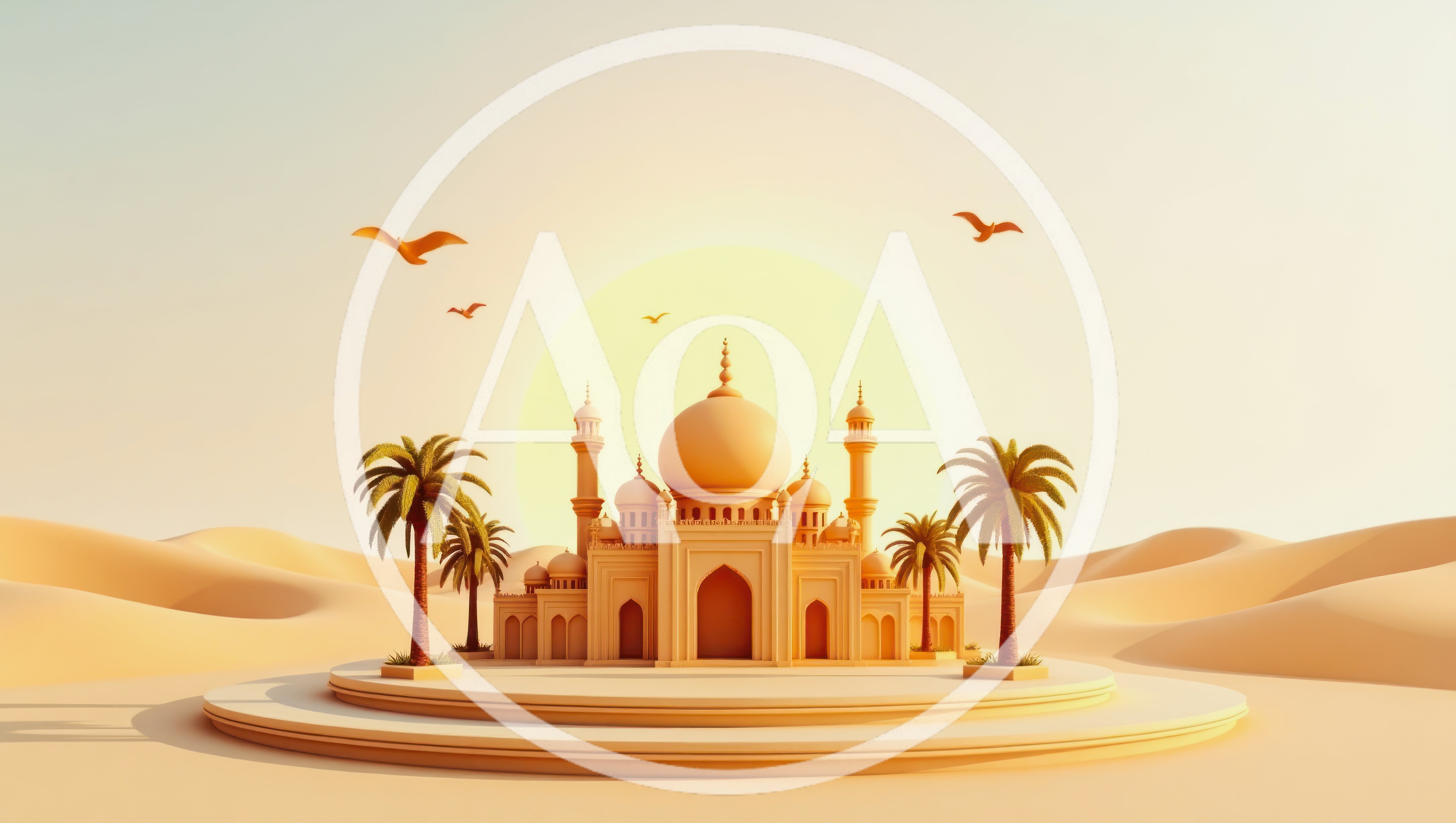 3D Render of a Mosque in the Desert