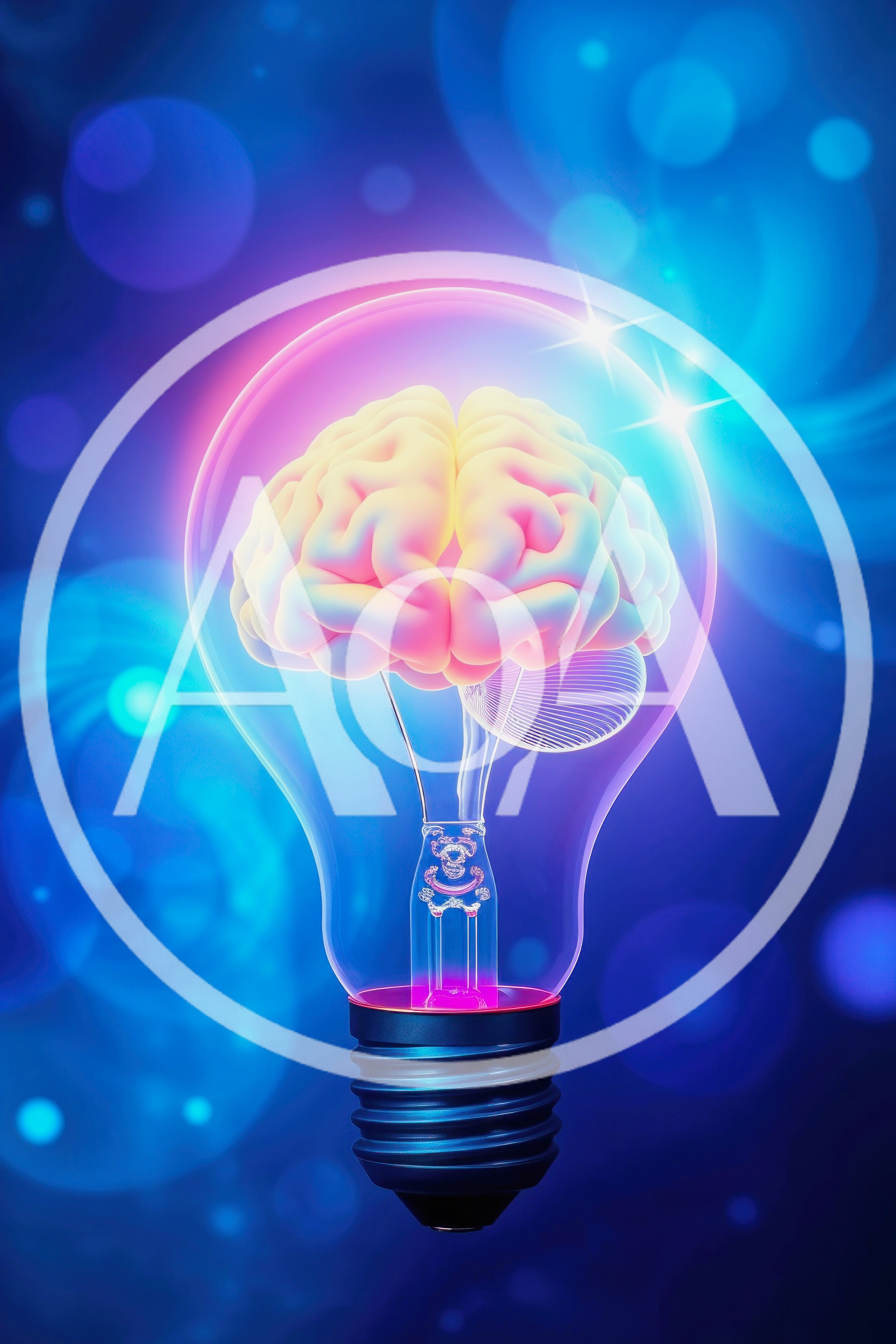 Human Brain Inside A Glowing Light Bulb
