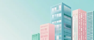 Minimalist Vector Illustration Of Modern City Skyscrapers