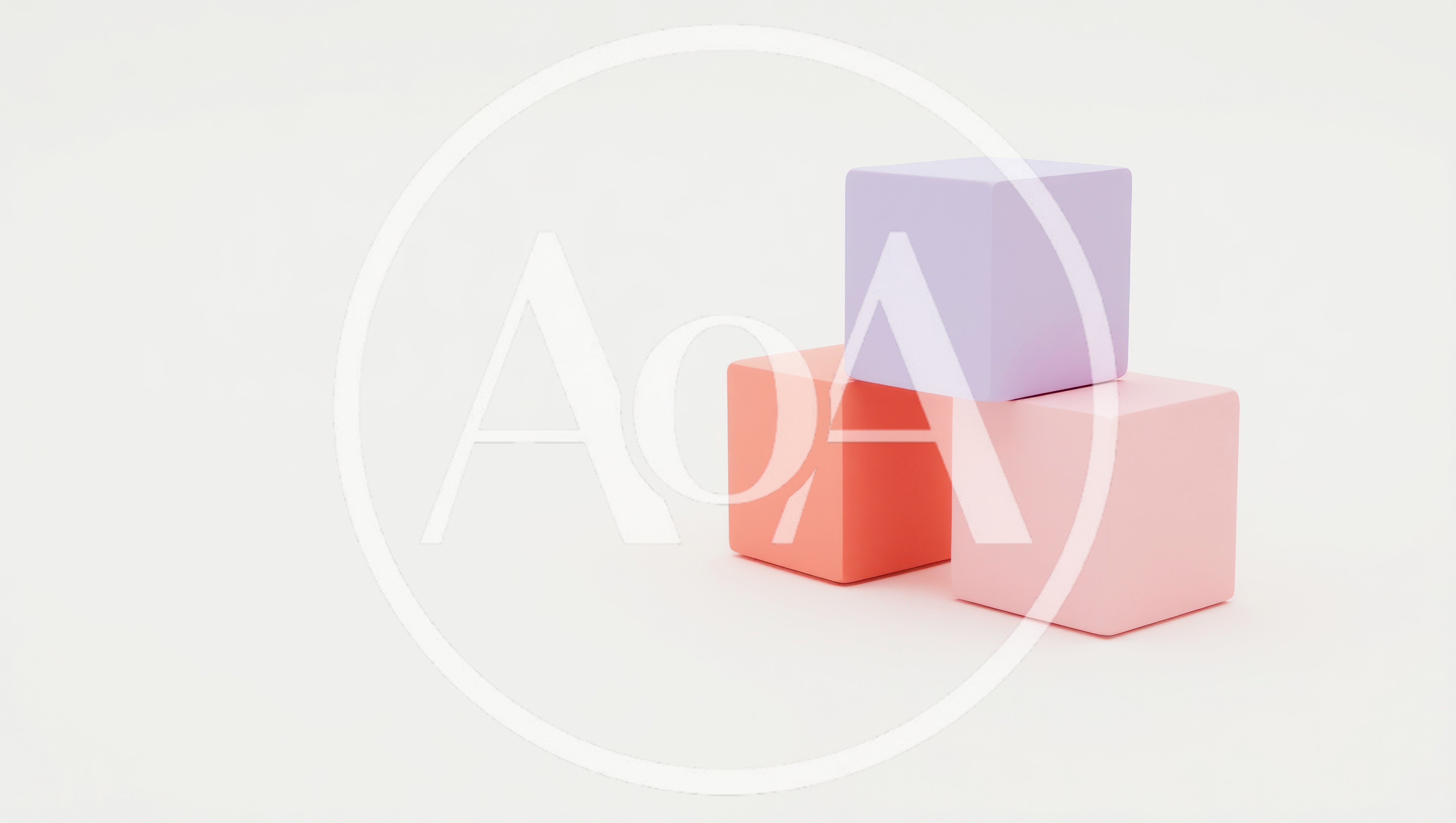 Three Pastel Colored Cubes Stacked On White Background